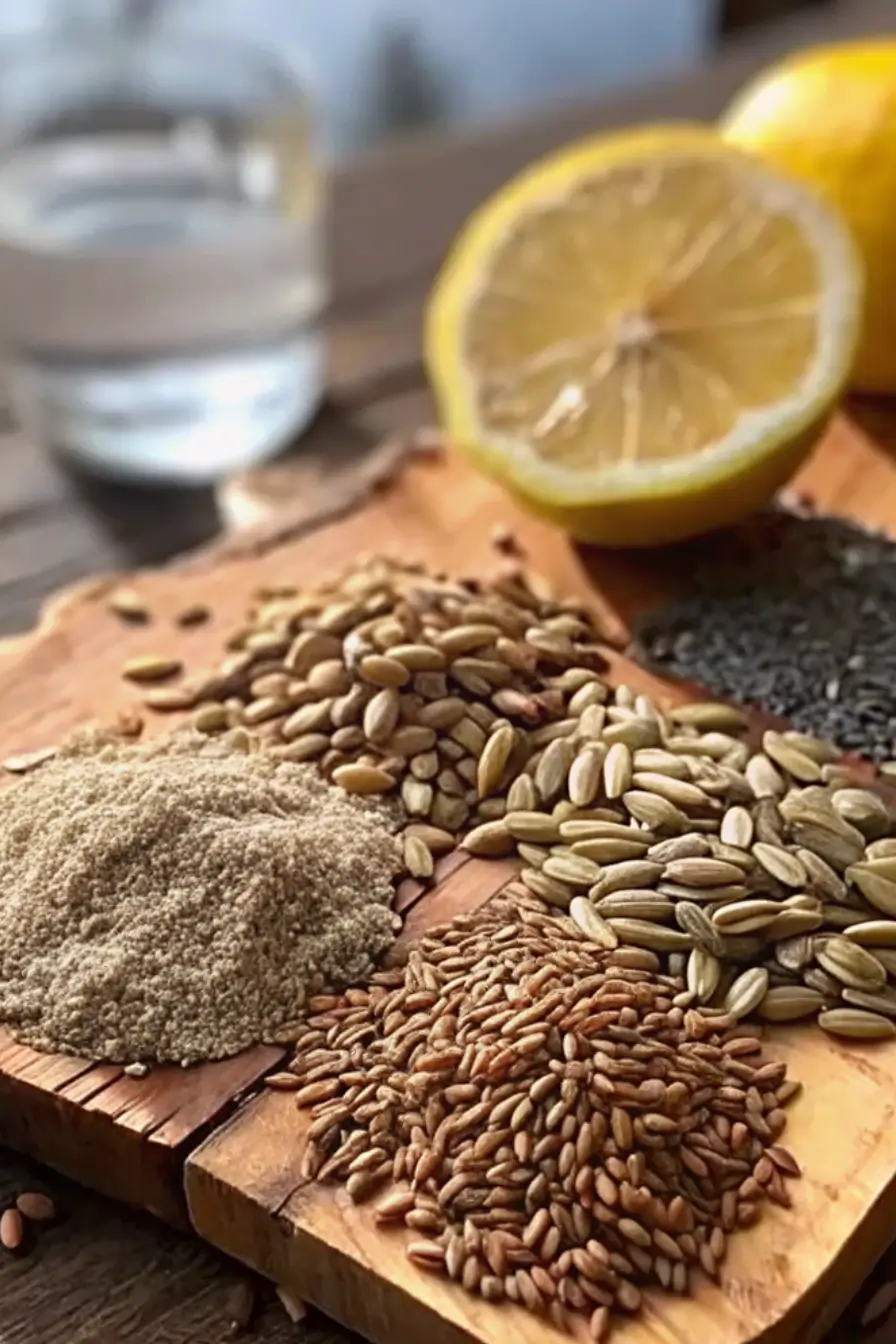 Bariatric seed mix of sunflower, pumpkin, and chia seeds in a white bowl